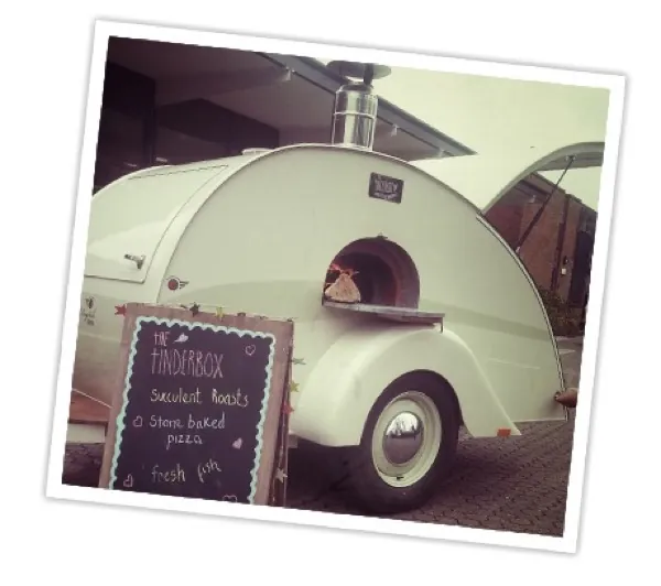 The Tinderbox teardrop trailer with woodfired oven